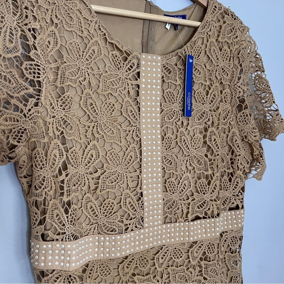 Colette Collection Floral Lace Tan Sheath Dress for Wedding Guest Size XXL NWT - Picture 2 of 9